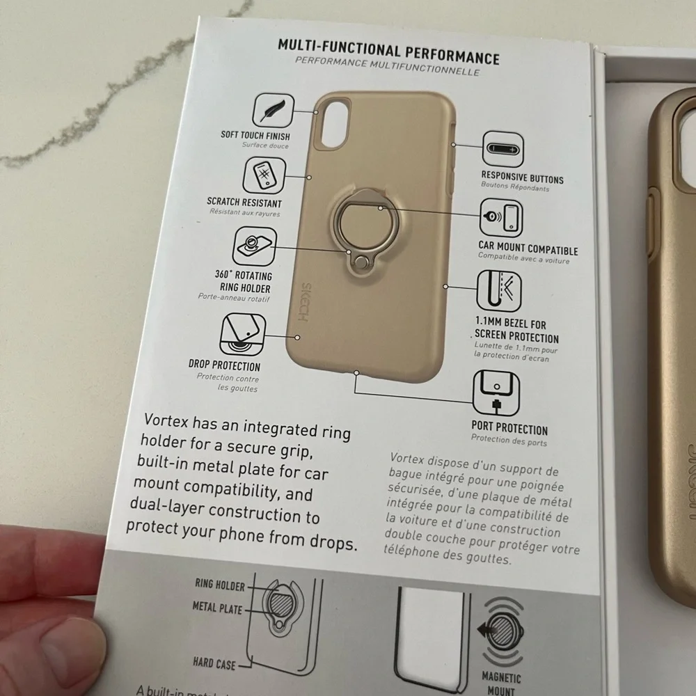 New Vortex Ring Holder Phone Case for iPhone Xs/X - Gold